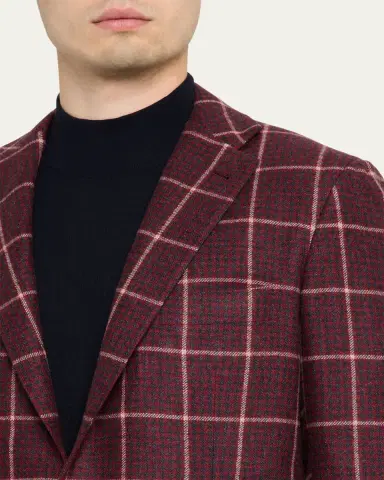 Kiton Men's Cashmere Check Sport Coat | Thumbnail 5 Kiton Men's Cashmere Check Sport Coat | Thumbnail 5