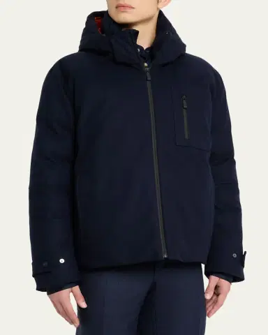Kiton Men's Cashmere Full-Zip Hooded Jacket | Thumbnail 4 Kiton Men's Cashmere Full-Zip Hooded Jacket | Thumbnail 4