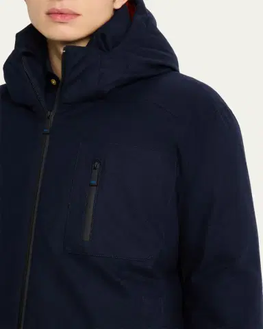 Kiton Men's Cashmere Full-Zip Hooded Jacket | Thumbnail 5 Kiton Men's Cashmere Full-Zip Hooded Jacket | Thumbnail 5