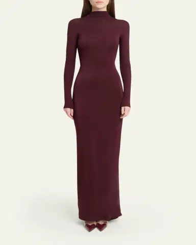 Alaïa Draped Long-Sleeve Dress | Thumbnail 2