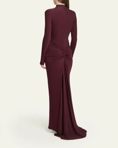 Alaïa Draped Long-Sleeve Dress | Thumbnail 3