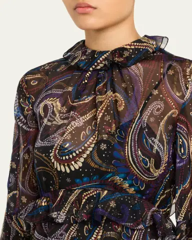 Etro Ruffle Paisley Chiffon Backless Mini Dress | Thumbnail 5 Etro Ruffle Paisley Chiffon Backless Mini Dress | Thumbnail 5