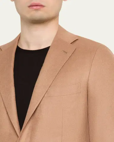 Kiton Men's Camel Cashmere Single-Breasted Blazer | Thumbnail 5 Kiton Men's Camel Cashmere Single-Breasted Blazer | Thumbnail 5