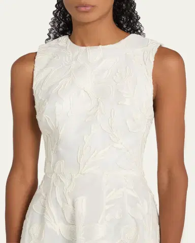 MONIQUE LHUILLIER Floral Cord Embroidered Organza Midi Dress | Thumbnail 5 MONIQUE LHUILLIER Floral Cord Embroidered Organza Midi Dress | Thumbnail 5