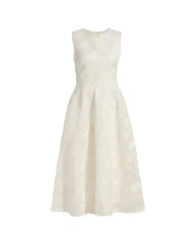 Monique Lhuillier Floral Cord Embroidered Organza Midi Dress