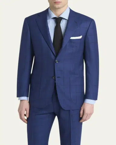 Kiton Men's Royal Blue Virgin Wool Sport Coat | Thumbnail 4