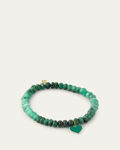 Sydney Evan 14K Green Enamel Heart on Rondelle Bracelet | Thumbnail 4