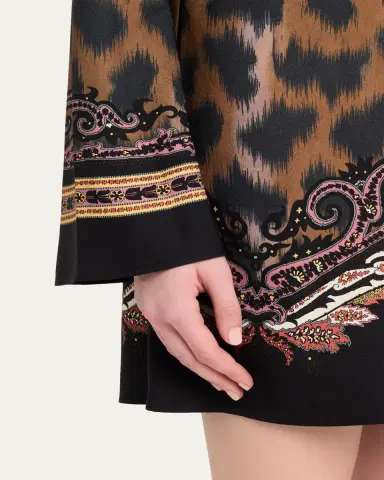 Etro Leopard-Print Long-Sleeve Mini Tunic Dress | Thumbnail 5 Etro Leopard-Print Long-Sleeve Mini Tunic Dress | Thumbnail 5
