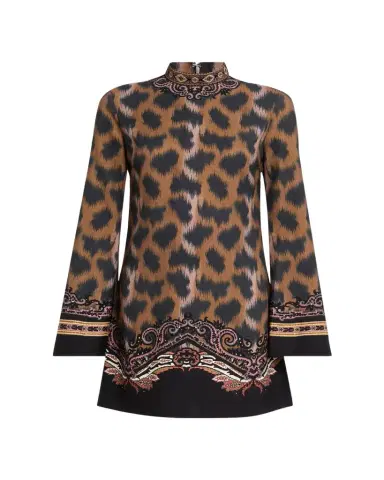 Etro Leopard-Print Long-Sleeve Mini Tunic Dress | Thumbnail 1 Etro Leopard-Print Long-Sleeve Mini Tunic Dress | Thumbnail 1