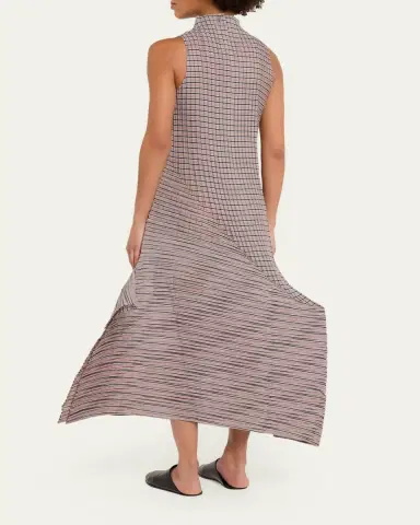 Issey Miyake Folded Pleats Striped Sleeveless Midi Dress | Thumbnail 3 Issey Miyake Folded Pleats Striped Sleeveless Midi Dress | Thumbnail 3