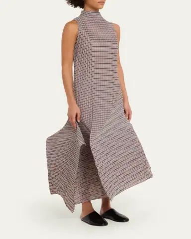 Issey Miyake Folded Pleats Striped Sleeveless Midi Dress | Thumbnail 4 Issey Miyake Folded Pleats Striped Sleeveless Midi Dress | Thumbnail 4