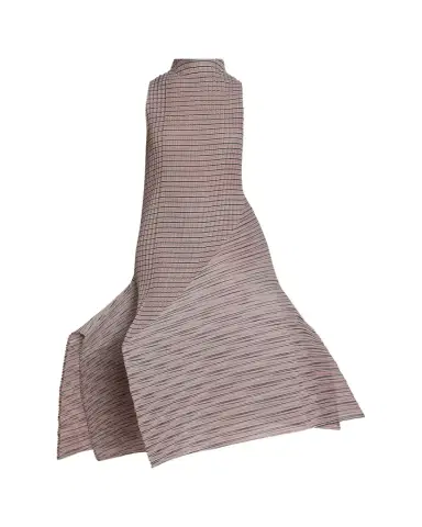 Issey Miyake Folded Pleats Striped Sleeveless Midi Dress | Thumbnail 1 Issey Miyake Folded Pleats Striped Sleeveless Midi Dress | Thumbnail 1