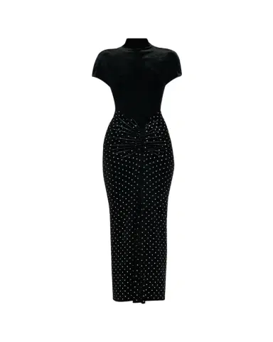 Alaïa Mock-Neck Ruched Mirrored Velvet Maxi Dress | Thumbnail 1 Alaïa Mock-Neck Ruched Mirrored Velvet Maxi Dress | Thumbnail 1