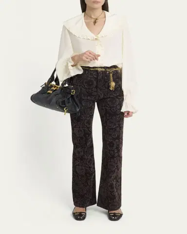 Chloé Floral Flocked Bootcut Jeans | Thumbnail 2