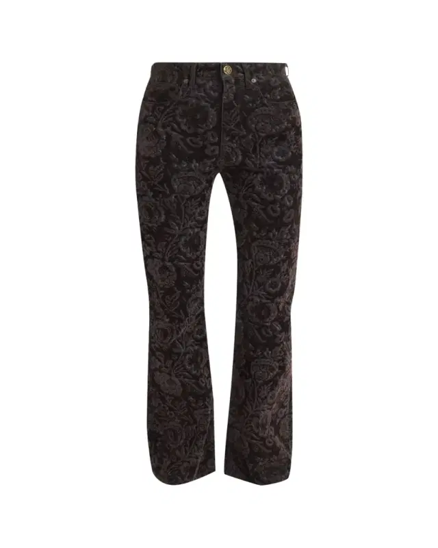 Floral Flocked Bootcut Jeans