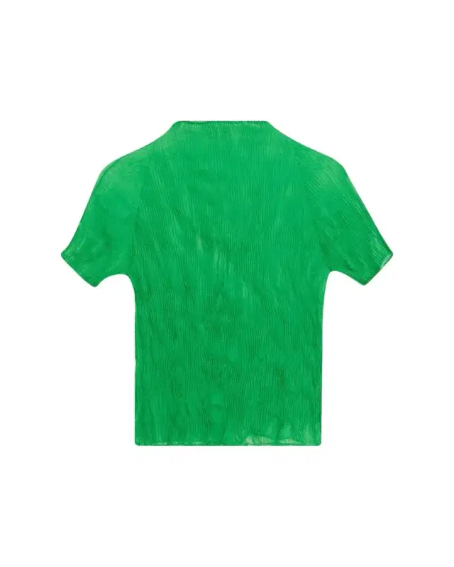 Twisted Chiffon Plisse Mock-Neck Top