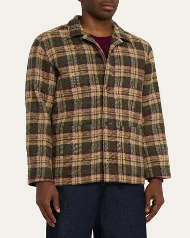 Anderson & Sheppard Men's Woollen Tartan Overshirt | Thumbnail 4 Anderson & Sheppard Men's Woollen Tartan Overshirt | Thumbnail 4
