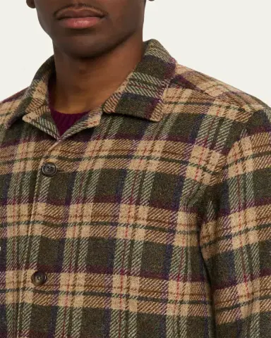 Anderson & Sheppard Men's Woollen Tartan Overshirt | Thumbnail 5 Anderson & Sheppard Men's Woollen Tartan Overshirt | Thumbnail 5
