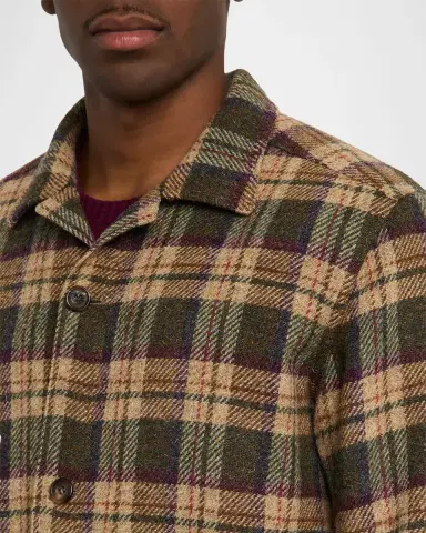 Anderson & Sheppard Men's Woollen Tartan Overshirt | Thumbnail 9 Anderson & Sheppard Men's Woollen Tartan Overshirt | Thumbnail 9