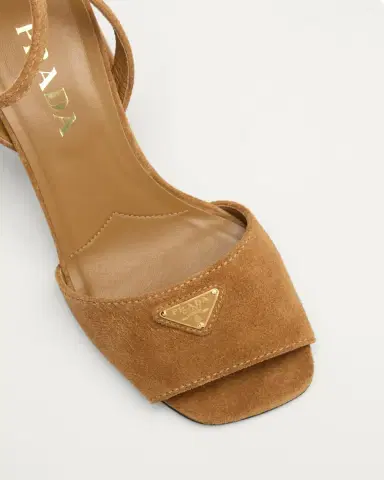 Prada 65mm Triangle Logo Suede Block-Heel Sandals | Thumbnail 3 Prada 65mm Triangle Logo Suede Block-Heel Sandals | Thumbnail 3