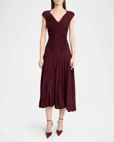 Alaïa Sculpting Cap-Sleeve Midi Dress | Thumbnail 6 Alaïa Sculpting Cap-Sleeve Midi Dress | Thumbnail 6