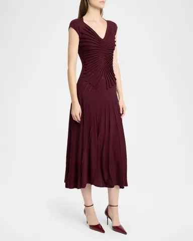 Alaïa Sculpting Cap-Sleeve Midi Dress | Thumbnail 8 Alaïa Sculpting Cap-Sleeve Midi Dress | Thumbnail 8