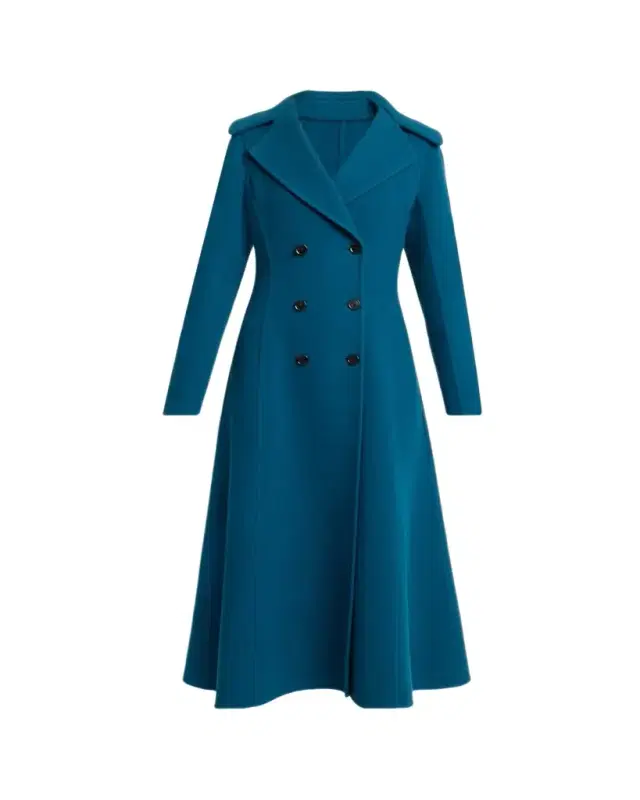 Double-Breasted Wool Long Princess Coat