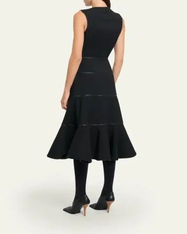 Alaïa Leather Braided Sleeveless Tiered Midi Dress | Thumbnail 3 Alaïa Leather Braided Sleeveless Tiered Midi Dress | Thumbnail 3