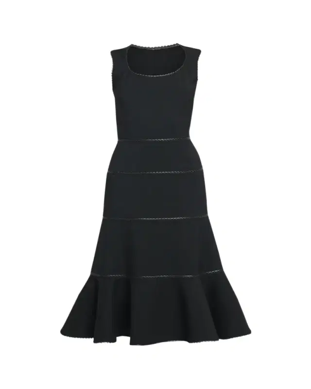 Leather Braided Sleeveless Tiered Midi Dress