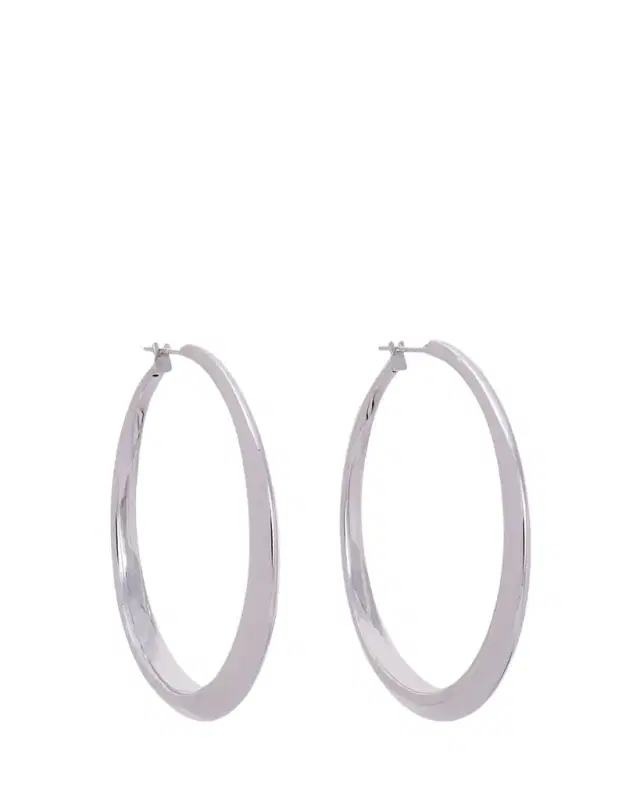 SIDNEY GARBER 18K White Gold Oval Hoop Earrings