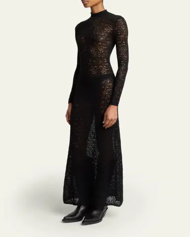 Gabriela Hearst Anya Crochet Long-Sleeve Maxi Dress | Thumbnail 4
