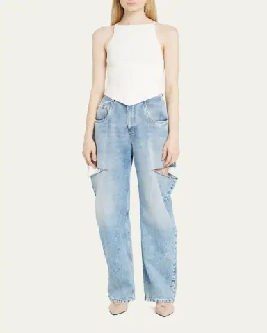 Courrèges Rib-Knit Tank Top with Pointed Hem | Thumbnail 2