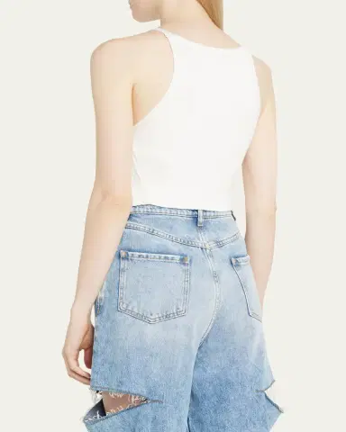 Courrèges Rib-Knit Tank Top with Pointed Hem | Thumbnail 3