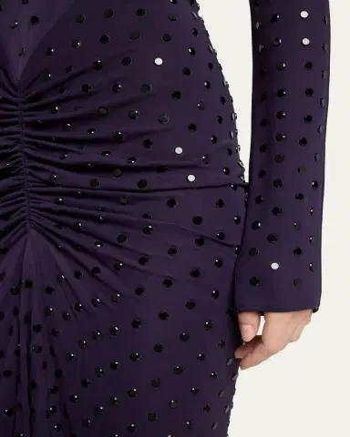Alaïa Strass Jersey Ruched Midi Dress | Thumbnail 5