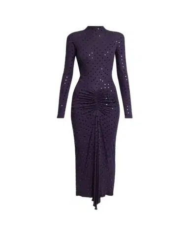 Alaïa Strass Jersey Ruched Midi Dress | Thumbnail 1