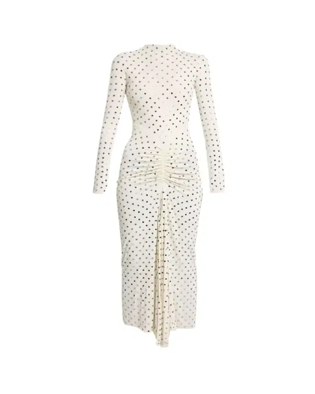 ALAIA Strass Jersey Ruched Midi Dress