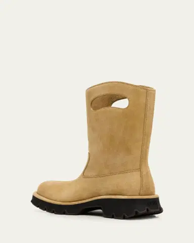 Loewe Men's Bobby Leather Calf-High Boots with Cut-Out Handles | Thumbnail 2