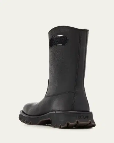 Loewe Men's Bobby Leather Calf-High Boots with Cut-Out Handles | Thumbnail 2