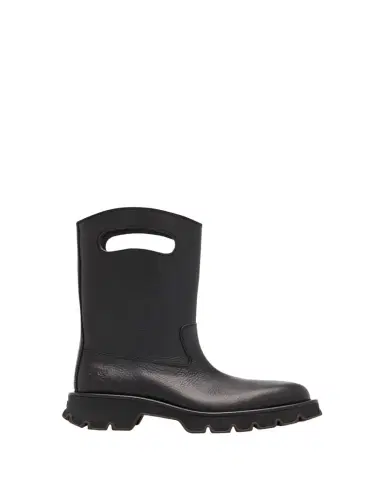Loewe Men's Bobby Leather Calf-High Boots with Cut-Out Handles | Thumbnail 1