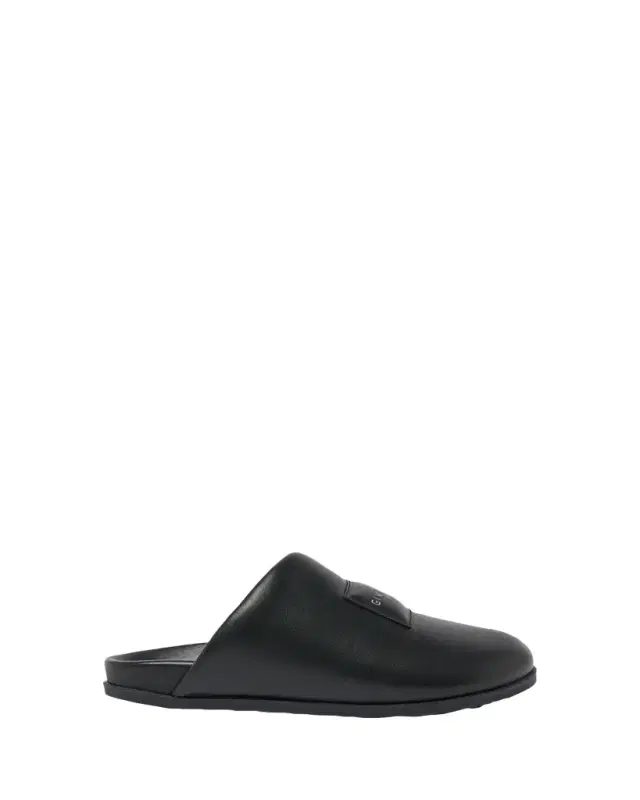 Leather Logo Label Mules