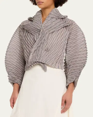 Issey Miyake Stripes Sculpted Crop Jacket | Thumbnail 4 Issey Miyake Stripes Sculpted Crop Jacket | Thumbnail 4