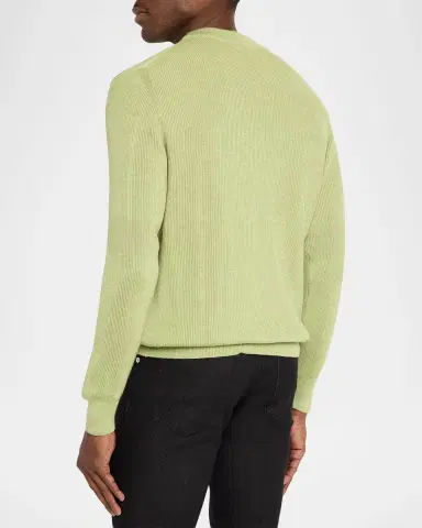 Kiton Men's Silk, Cashmere and Linen Micro-Rib Crewneck Sweater | Thumbnail 7 Kiton Men's Silk, Cashmere and Linen Micro-Rib Crewneck Sweater | Thumbnail 7