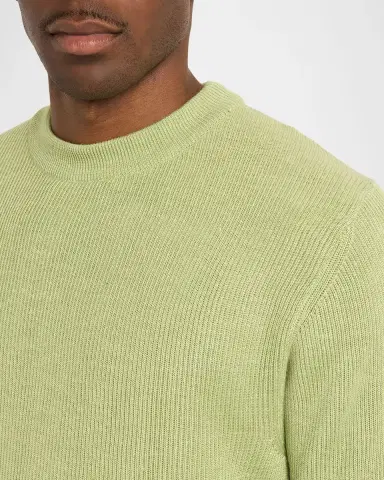 Kiton Men's Silk, Cashmere and Linen Micro-Rib Crewneck Sweater | Thumbnail 9 Kiton Men's Silk, Cashmere and Linen Micro-Rib Crewneck Sweater | Thumbnail 9
