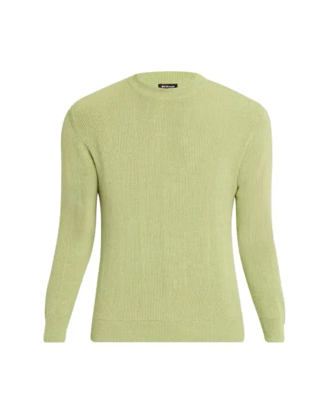 Kiton Men's Silk, Cashmere and inen Micro-Rib Crewneck Sweater