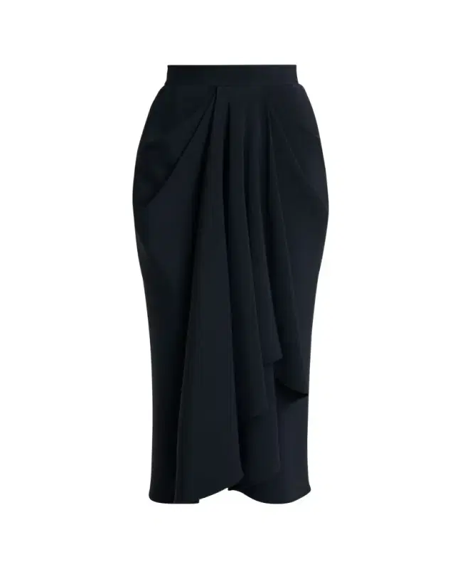 Draped Front Midi Skirt
