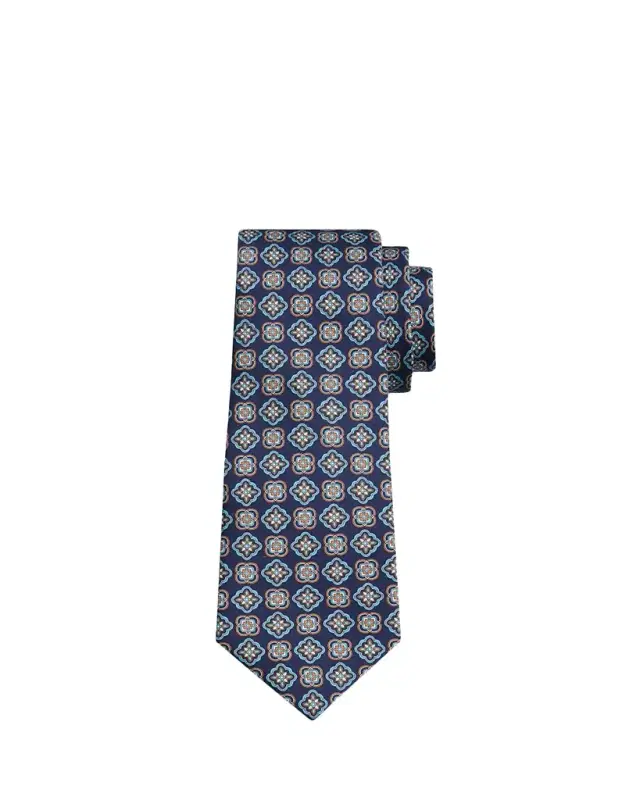 Men's Geometric Medallion Silk 7-Fold Tie