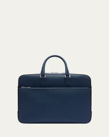 Valextra Men's Avietta Top-Handle Calfskin Briefcase with Zip Pocket | Thumbnail 4 Valextra Men's Avietta Top-Handle Calfskin Briefcase with Zip Pocket | Thumbnail 4