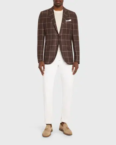 Kiton Men's Cashmere Windowpane Single-Breasted Sport Coat | Thumbnail 6