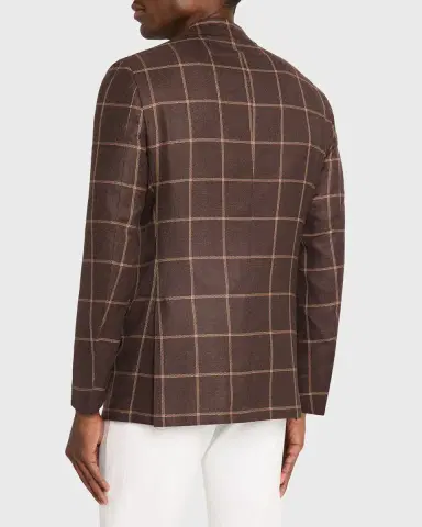 Kiton Men's Cashmere Windowpane Single-Breasted Sport Coat | Thumbnail 7
