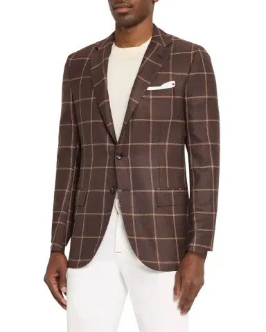 Kiton Men's Cashmere Windowpane Single-Breasted Sport Coat | Thumbnail 8